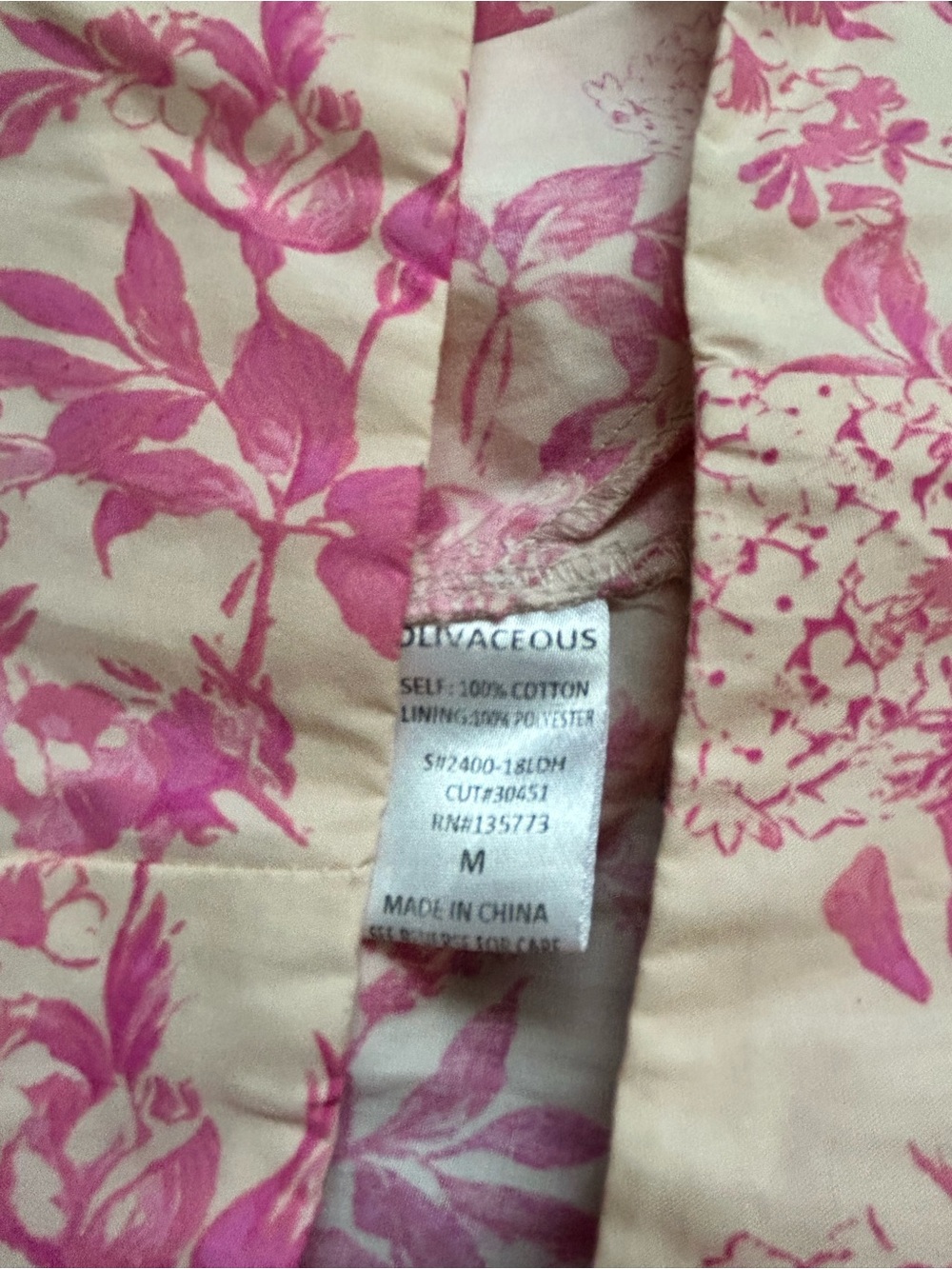 Olivaceous Cream Dress with Pink Floral Print - Picture 4 of 5